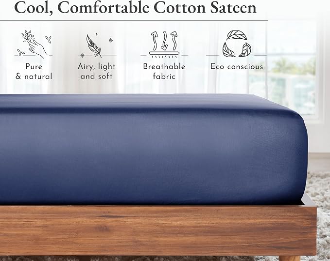 California Design Den 100% Cotton Fitted Sheet Twin Only, No Pop-Off Elastic - Image 6