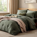 WRENSONGE King Size Comforter Set- 7 Pieces Soft Olive Green Bed in a Bag King by WRENSONGE