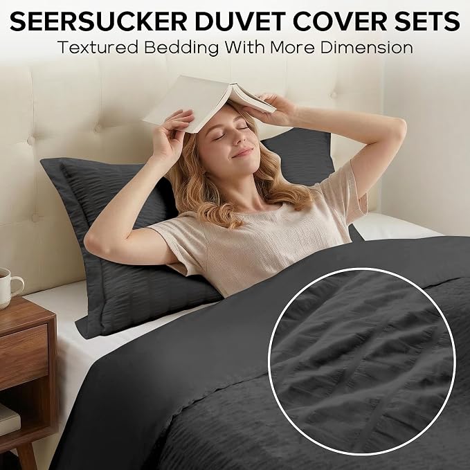 Cozyide Dark Grey Twin Duvet Cover, 2 Pieces Bedding Duvet Covers, Soft - Image 2