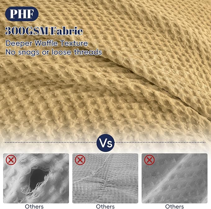 PHF Waffle Weave Duvet Cover Set Queen Size, No Snagging Ultra Soft Luxury - Image 3