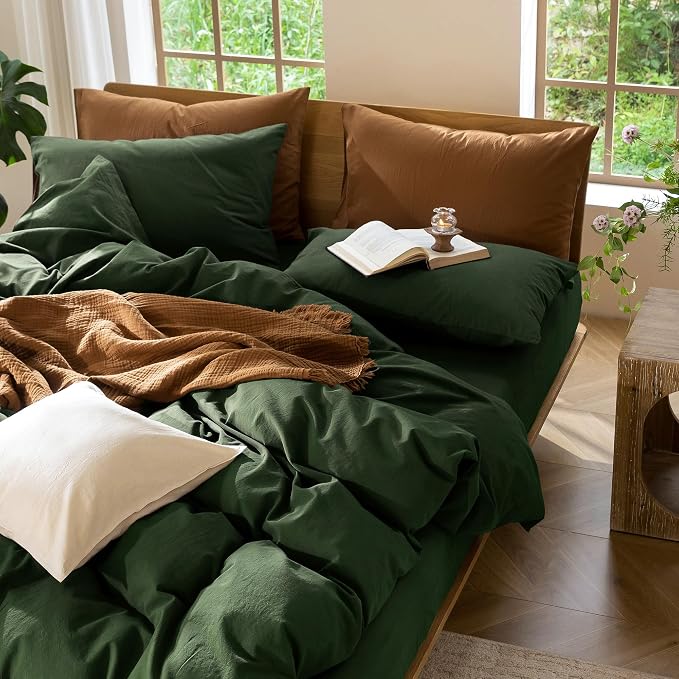 MooMee Bedding Duvet Cover Set 100% Washed Cotton Linen Like Textured - Image 6