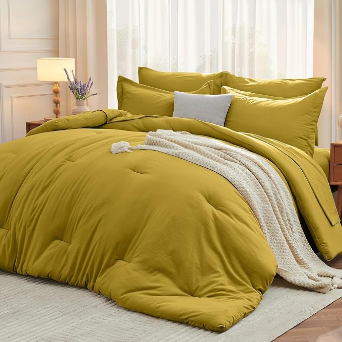 MUXHOMO 7 Pieces Full Comforter Set, Soft Bed in a Bag Full Size, All Season by MUXHOMO