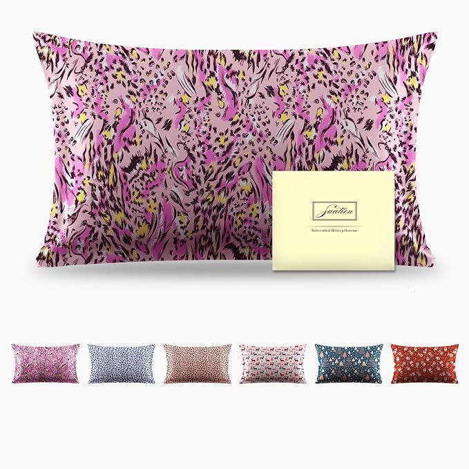 Mulberry Silk Pillowcase for Hair and Skin Queen Size Leopard Print Silk Pillow by Suatien