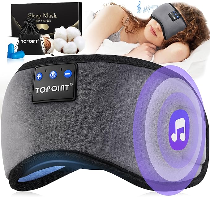 TOPOINT Sleep Mask with Headphones Bluetooth 5.4 Wireless, Sleep Headphones by TOPOINT