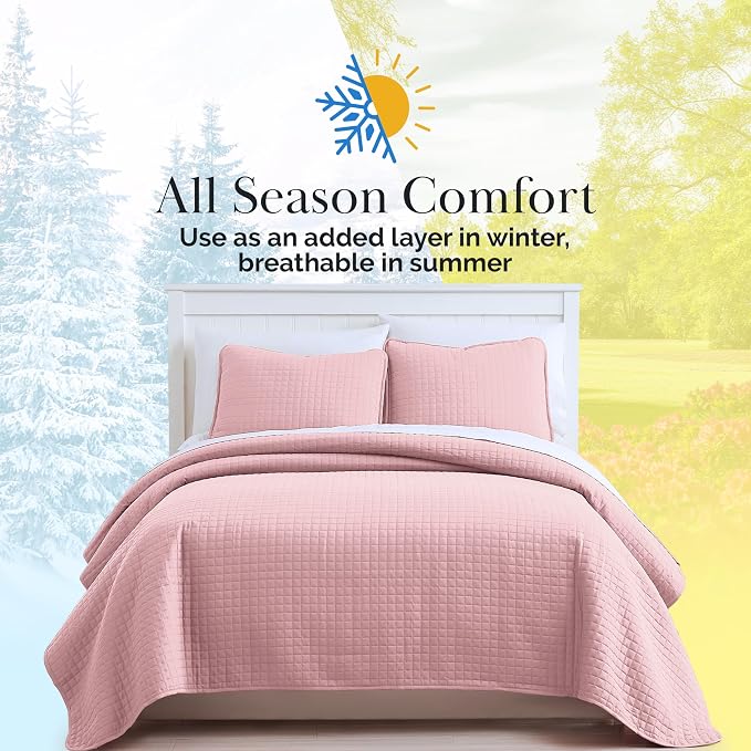 Southshore Fine Living, Inc. Stitched Pink Queen Quilt Bedding Set, Oversized - Image 9