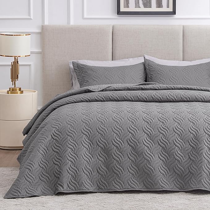 Love's cabin Twin Quilt Bedding Set Grey Bedspreads by Lovescabin
