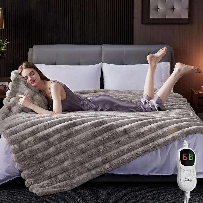 Heated Throw Blanket, Faux Fur Cozy Heating Blanket - Image 5