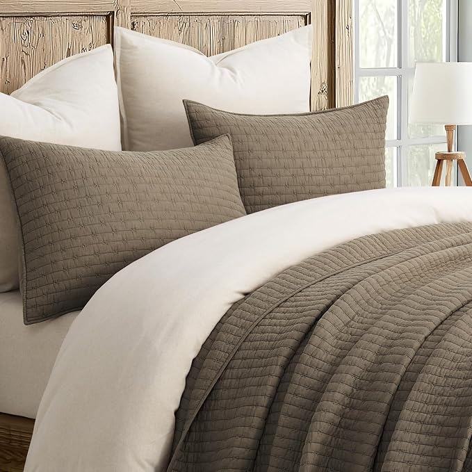 EVERGRACE Cross Stitch Pre-Washed Cotton Quilt Bedding Set King Size, Oversized - Image 2