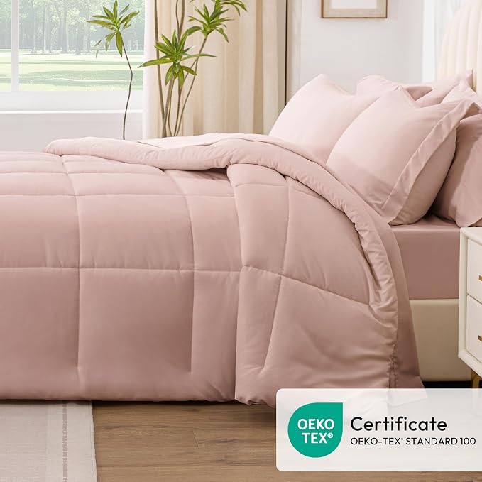 Love's cabin Twin XL Comforter Set Blush Pink, 5 Pieces Twin XL Bed in a Bag - Image 5