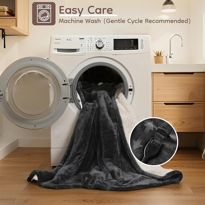 LaffyLo Electric Heated Blanket Queen Size 84 x 90, Dual Control, Fast Heating - Image 7