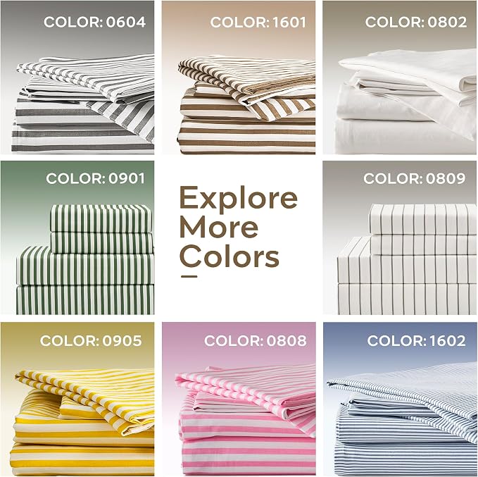 JELLYMONI 100% Natural Cotton 3pcs Striped Duvet Cover Sets, - Image 7