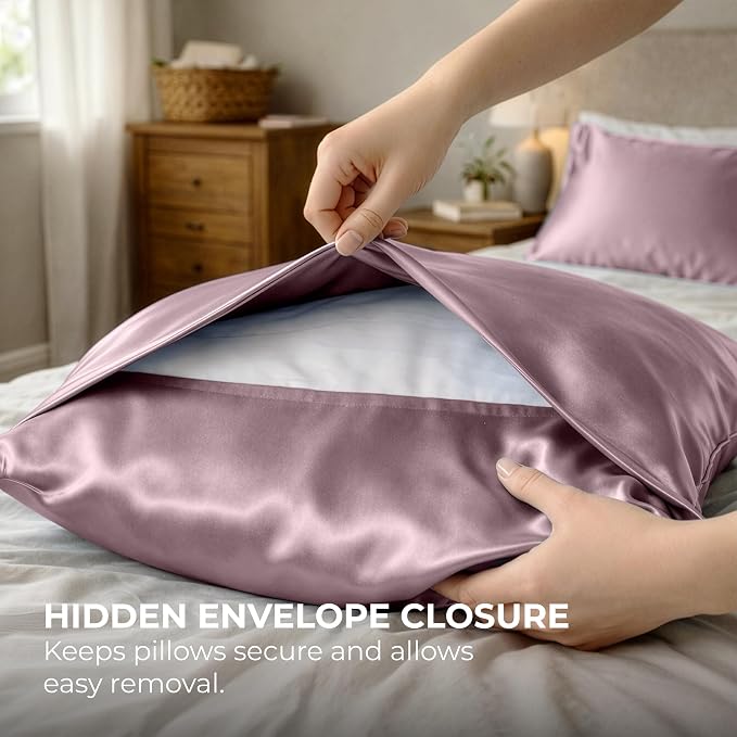 Pure Bedding Satin Pillowcase 2 Pack - Image 7