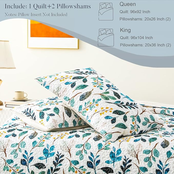 Whale Flotilla Reversible Printed Quilts Queen Size, Extra Soft Boho Floral - Image 5