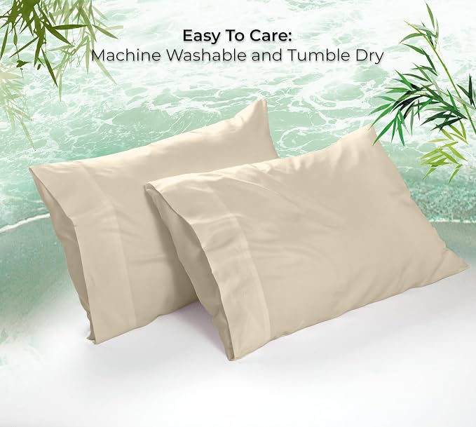Royale Linens Cooling Pillow Cases King Size Set of 2-100% Rayon Derived from - Image 9