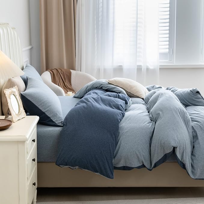 PURE ERA Jersey Knit Duvet Cover Set 100% T-Shirt Cotton Super Soft Comfy 3pc - Image 5