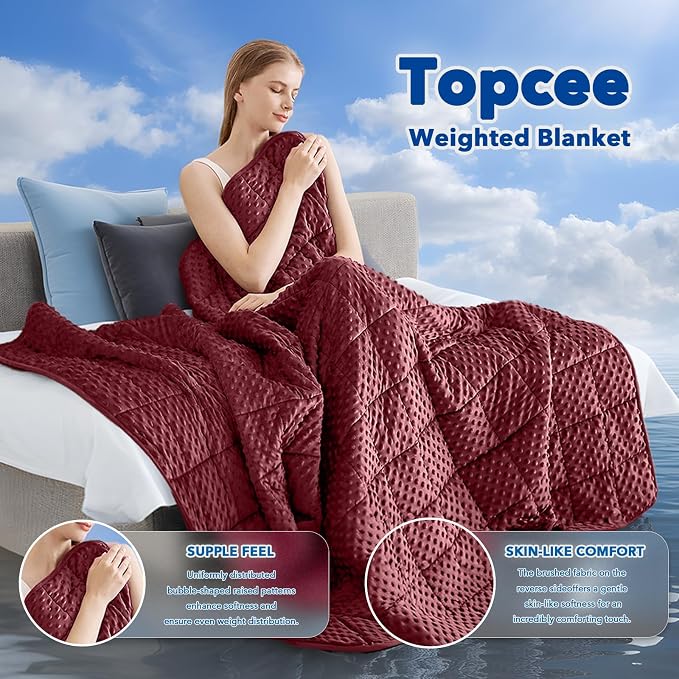 Topcee Weighted Blanket for Adults, Minky Dots Heavy Blanket for Woman - Image 2