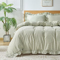 Gingham Duvet Cover Twin Size, 2 Pieces Soft Breathable Microfiber Plaid by Kisswish