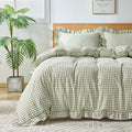 Gingham Duvet Cover Queen Size, 3 Pieces Soft Breathable Microfiber Plaid by Kisswish