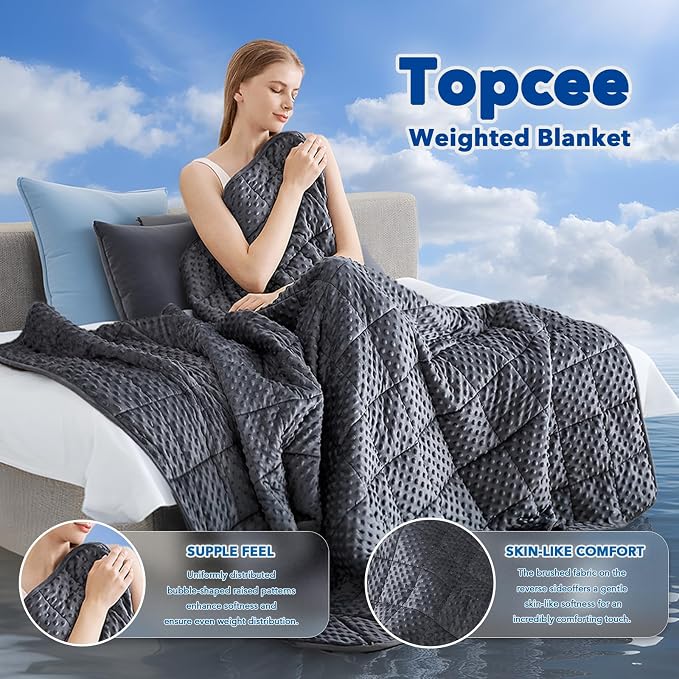 Topcee Weighted Blanket for Adults, Minky Dots Heavy Blanket for 140-160lbs - Image 2