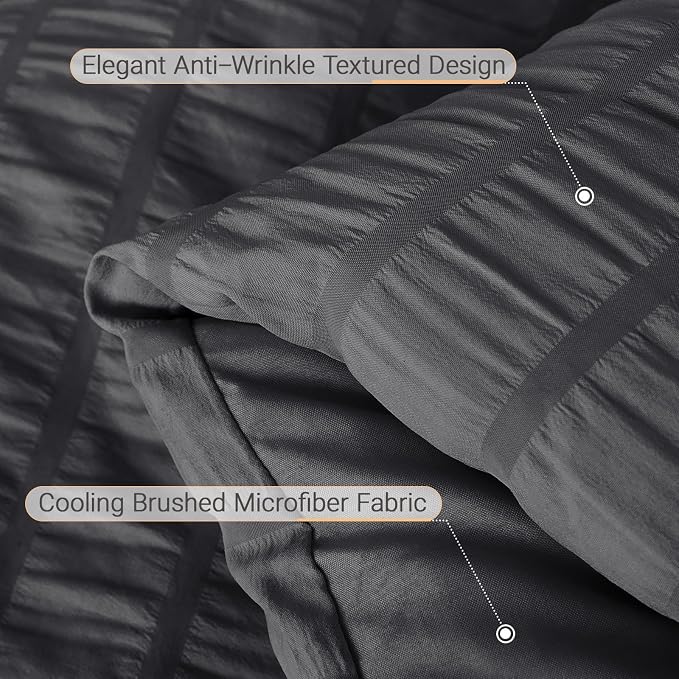 MUXHOMO 7 Pieces King Comforter Set, Seersucker Bed in a Bag King Size - Image 6