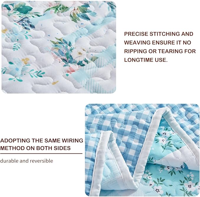 Joyreap 3 Pieces Floral Patchwork Quilt Set Queen, Soft n Cozy Microfiber Quilt - Image 4