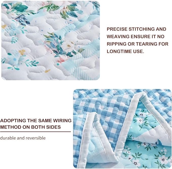 Joyreap 3 Pieces Floral Patchwork Quilt Set California King, 102x114 inches- - Image 5