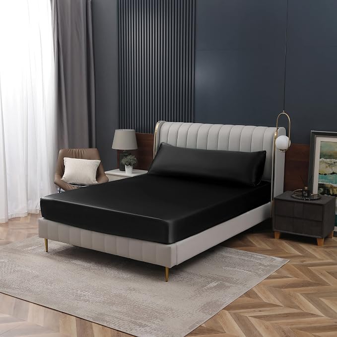 Homiest Black Satin Fitted Sheet King Size, Deep Pocket, Luxury & Ultra Soft - Image 7