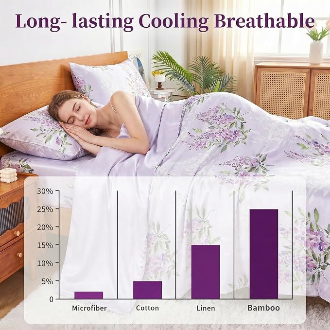 YIYEA 100% Viscose Derived from Bamboo Pillow Cases Set of 2, 600 Thread Count - Image 5