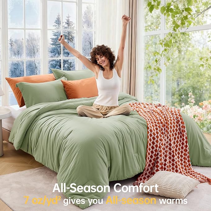 MUXHOMO Green Oversized King Comforter Sets, All Season Ultra Soft Down - Image 4