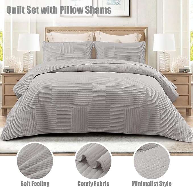 Whale Flotilla Ultra Soft King Quilt Bedding Set, Lightweight Microfiber Light - Image 2