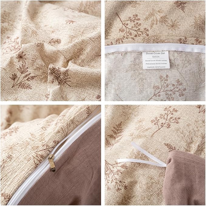 OAITE Brown Tree Queen Size Duvet Cover-3 Pieces Prewashed Cotton-Like - Image 4