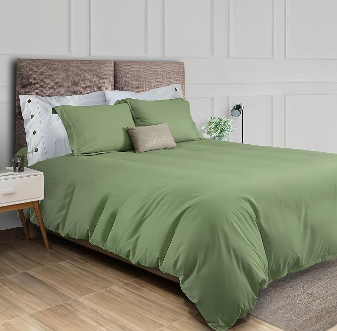 White Classic Sage Green Duvet Cover King Size, Microfiber Duvet Cover by WhiteClassic