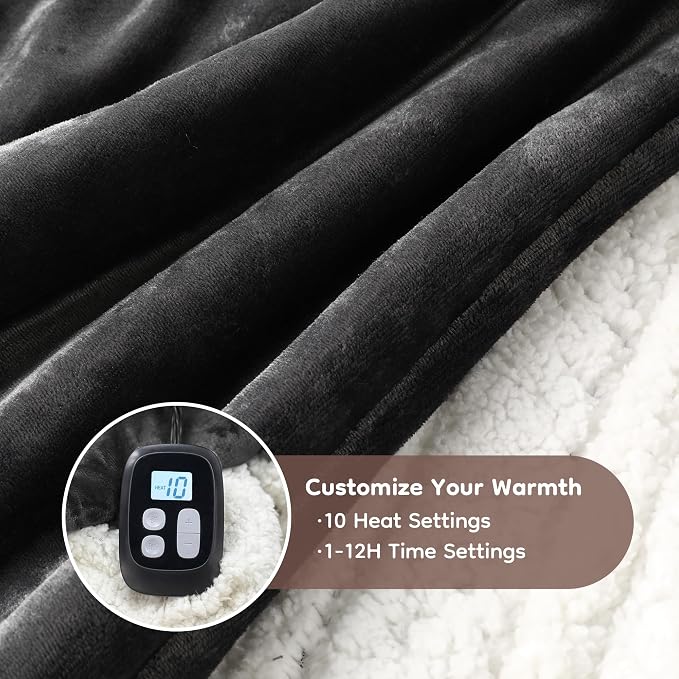 LaffyLo Electric Heated Blanket Full Size 72 x 84, Fast Heating Blanket - Image 4