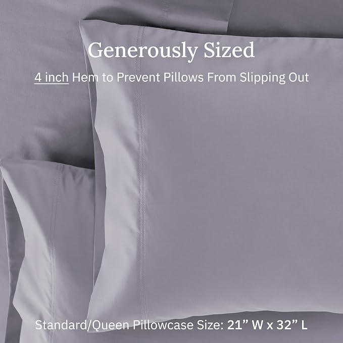 Luxuriously Soft Premium 600 Thread Count, 100% Cotton Set of 2 Cases, Crisp - Image 5