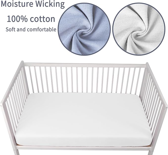 GUNTAIL Crib Sheets for Boys Girls, 100% Cotton Fitted Crib Sheet 2 Pack for - Image 3
