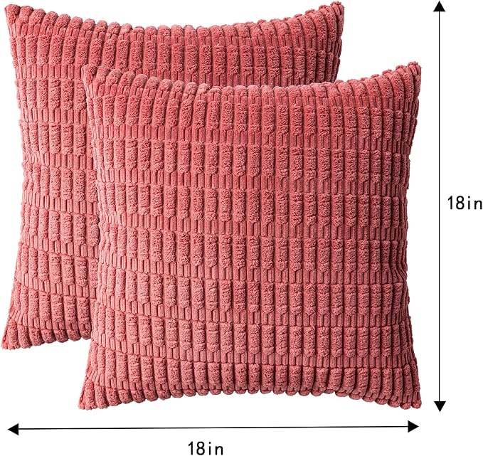 Aegero Pack of 2 Corduroy Decorative Throw Pillow Covers 18x18 InchSoft Boho - Image 7