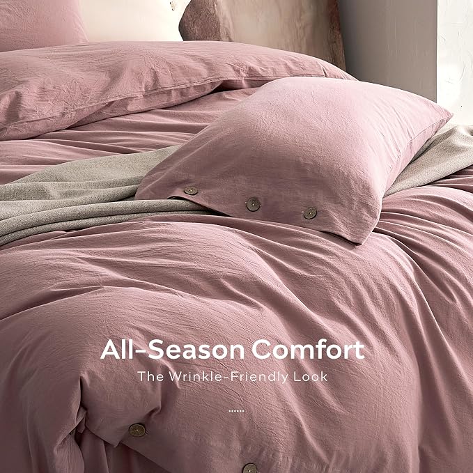 JELLYMONI 100% Washed Cotton Duvet Cover Full – Soft, Breathable Linen-Look - Image 5