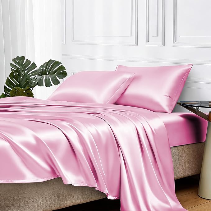 MR&HM Satin Bed Sheets, Full Size Sheets Set by MRHM