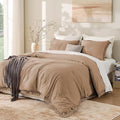Andency Taupe Comforter Set Full Size, 3 Pieces Boho Tassel Lightweight Bedding by Andency