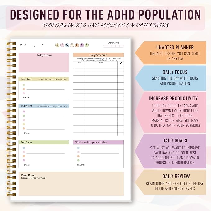 ADHD Planner for Women，Daily Productivity Planner - Image 3