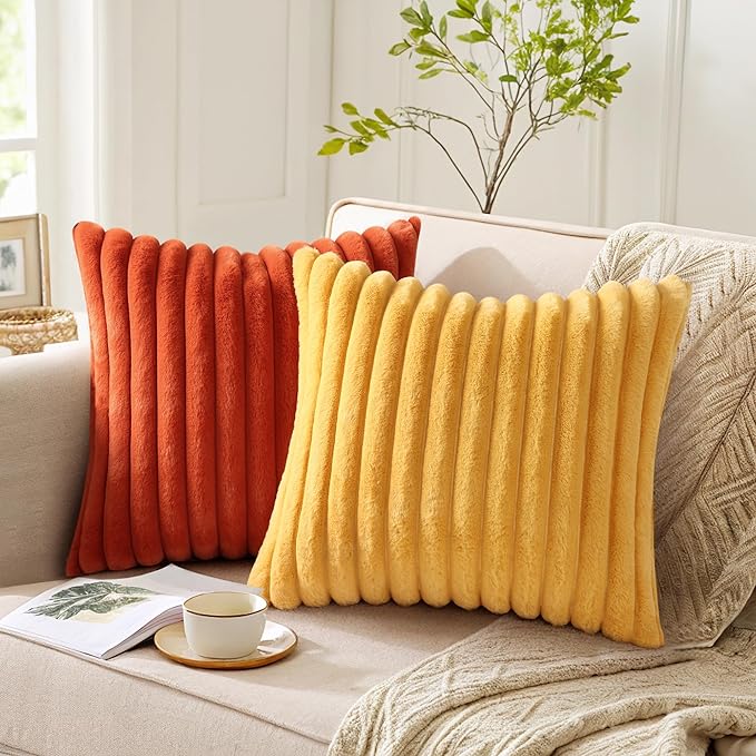 Pallene Faux Fur Plush Throw Pillow Covers 26x26 Set of 2, Luxury Soft Fluffy - Image 5