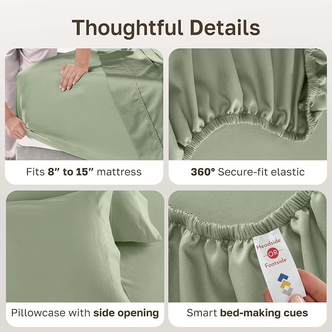 California Design Den Natural 100% Cotton Sheets Twin XL Size Set - Image 5