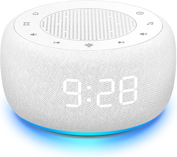 Buffbee Sound Machine & Alarm Clock 2-in-1, 0-100% Clock Face Brightness by BUFFBEE