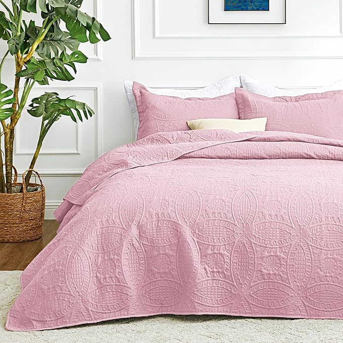 Love's cabin Quilts for Full Bed Pink Bedspreads Bedding Set by Lovescabin