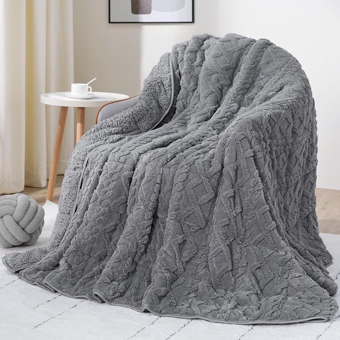 Drewin Fleece Weighted Blanket Queen Size, Ultra-Comfy Furry Sherpa Heavy by Home