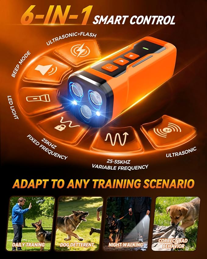 Dog Bark Deterrent Devices, 6 Modes 3X Ultrasonic Anti Barking Device - Image 3