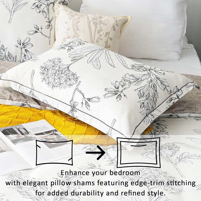 LEMIROE Floral Cotton Comforter Queen Size 3Pcs - Image 2