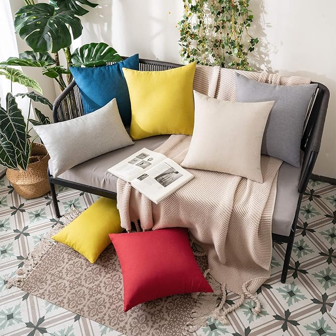 MIULEE Pack of 2 Decorative Outdoor Solid Waterproof Throw Pillow Covers Faux - Image 4