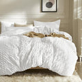JELLYMONI Bright White Duvet Cover Twin Size, Soft Breathable Seersucker Duvet by JELLYMONI
