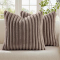 decorUhome Cozy Faux Fur Throw Pillow Covers 22x22 Set of 2 Decorative Soft by decorUhome